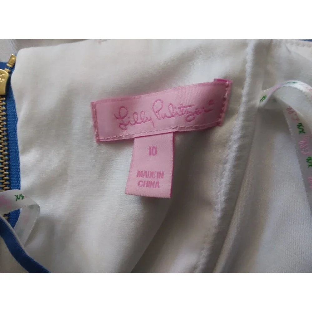Lilly Pulitzer Maybell Dress Blue Swizzle Stripe Strapless Peplum Womens Size 10 - Picture 7 of 13